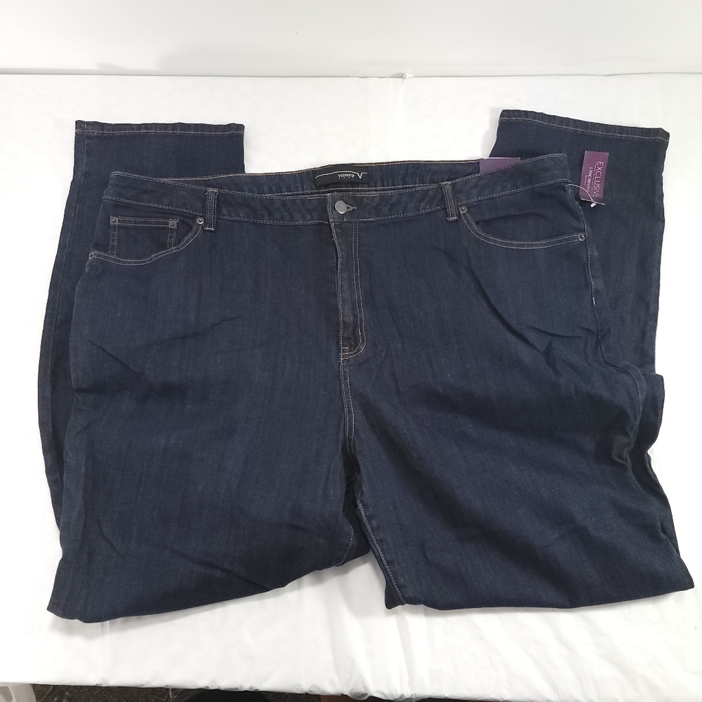 NWT Venezia Dark Wash Woman's Plus Straight Leg Jeans Size 28 W Long